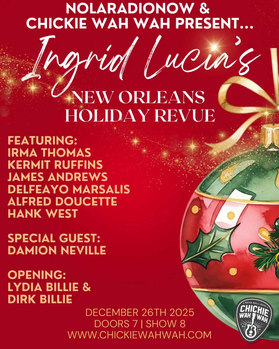 Image ngrid Lucia’s All-Star Christmas. With special guests Irma Thomas, Kermit Ruffins, Delfeayo Marsalis, James Andrews and more