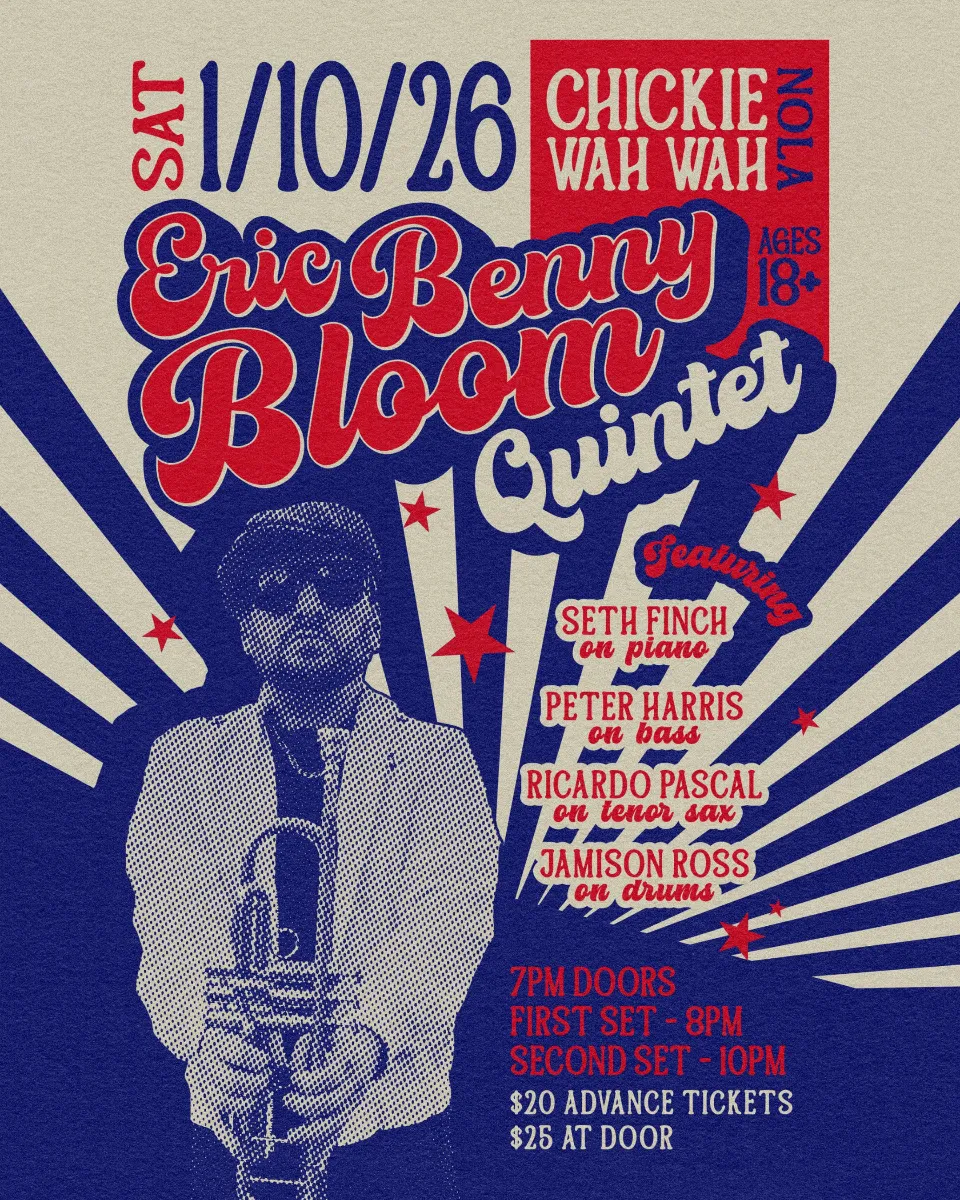 Image Eric "Benny" Bloom ft. Jamison Ross – Drums, Peter Harris – bass, Ricardo Pascal – tenor Sax, Seth Finch – piano